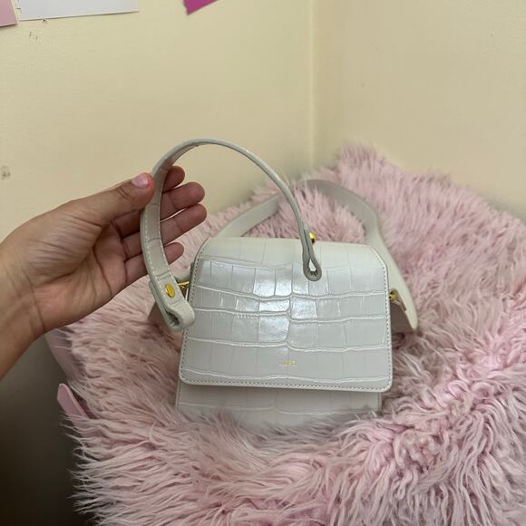 JW PEI FAE Top Handle Crossbody Ivory Croc White Cream - Picture 15 of 16